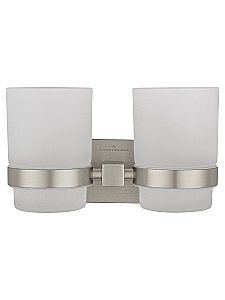 Два стакана для зубных щеток с держателем WONZON & WOGHAND POLO, Брашированный никель (WW-8928-BN) купить в интернет-магазине сантехники Sanbest