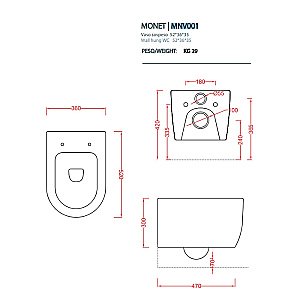 Унитаз подвесной Artceram MONET MNV001 17 00 черный матовый купить в интернет-магазине Sanbest