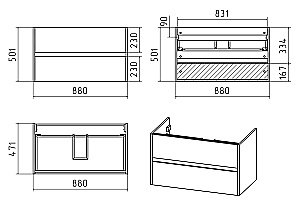 Тумба с раковиной Misty Алиса - 90 Э-Али01090-011П2Я белая для ванной в интернет-магазине Sanbest