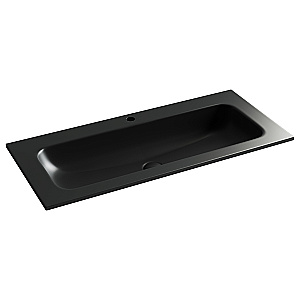 Тумба с раковиной Sancos Velta 100 VL100WG+CN7013MB теплый серый матовая/раковина черная матовая, с отверстием для ванной в интернет-магазине Sanbest
