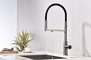 Смеситель для кухни Paulmark Tornado To213402-GM вороненая сталь купить в интернет-магазине сантехники Sanbest