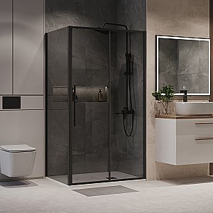Душевой уголок Niagara Nova NG-85-14TB/NG-TB90-34 140х90 стекло тонированное/профиль черный матовый купить в интернет-магазине Sanbest