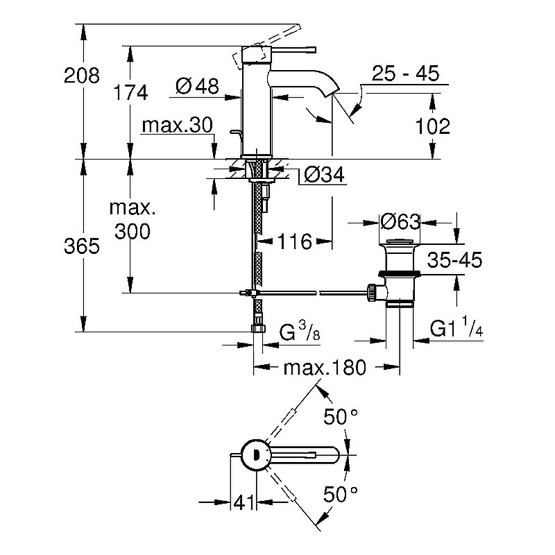 Смеситель для раковины Grohe Essence New 23589GN1 холодный рассвет матовый купить в интернет-магазине сантехники Sanbest