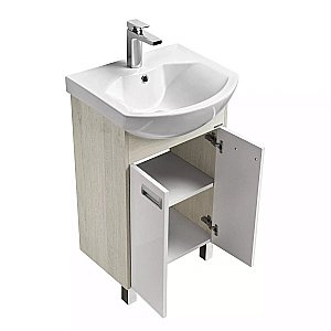 Тумба с раковиной Акватон Бекка 50 белая/дуб сомерсет для ванной в интернет-магазине Sanbest