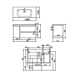 Тумба с раковиной Caprigo Forte 100 два ящика, одна дверь слева, цвет на выбор для ванной в интернет-магазине Sanbest
