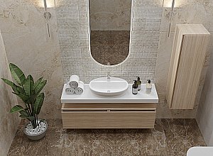 Тумба с раковиной и столешницей Armadi Art Flat 120 2 ящика, светлый дуб для ванной в интернет-магазине Sanbest