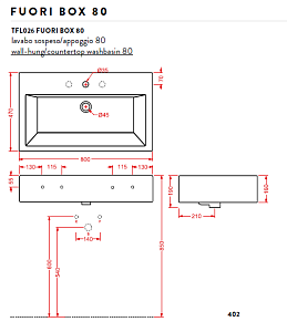 Раковина подвесная Artceram WASHBASINS BOX 80 80х47 купить в интернет-магазине Sanbest