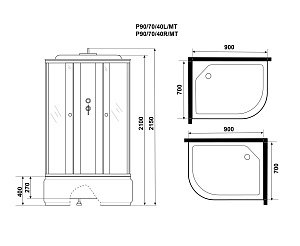 Душевая кабина Niagara Promo P90/70/40/MT купить в интернет-магазине Sanbest