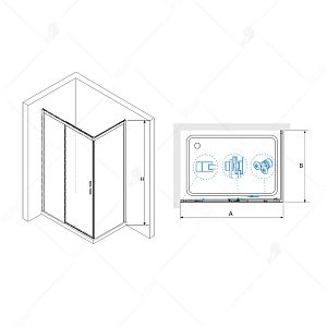 Душевой уголок RGW Leipzig LE-41-1B (LE-12B+Z-060-2B) 200х80 3412411208-014 стекло прозрачное/профиль черный купить в интернет-магазине Sanbest