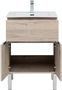 Тумба с раковиной Aquanet Алвита New 277549 60 дуб веллингтон/белый для ванной в интернет-магазине Sanbest