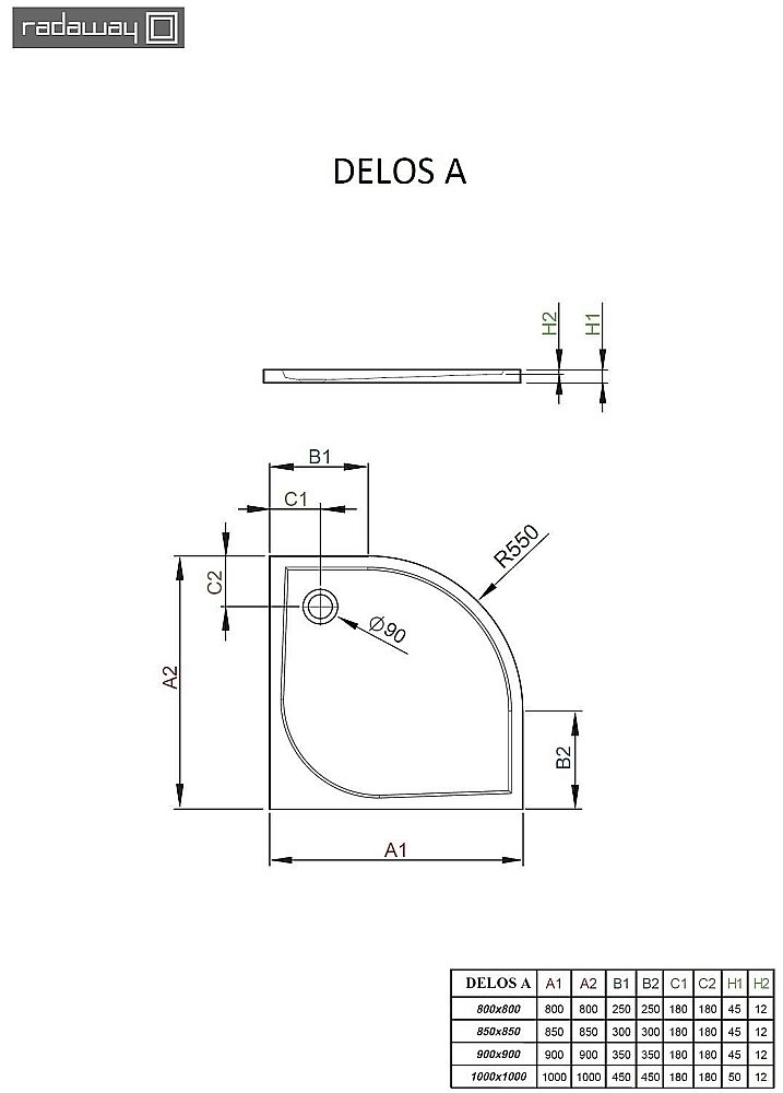 Душевой поддон Radaway Delos A SDA0808-01 80х80 белый купить в интернет-магазине Sanbest