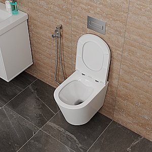 Унитаз подвесной D&K Venice DT1026016 белый, безободковый, с крышкой микролифт купить в интернет-магазине Sanbest