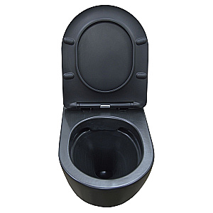 Унитаз подвесной Azario Gloria AZ-2003MB черный матовый, безободковый, с крышкой микролифт купить в интернет-магазине Sanbest