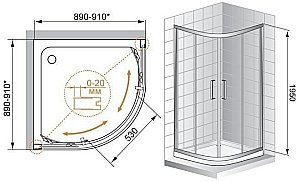 Душевой уголок Cezares Porta 89х89 PORTA-R-2-90-C-Cr-IV стекло прозрачное/профиль хром купить в интернет-магазине Sanbest