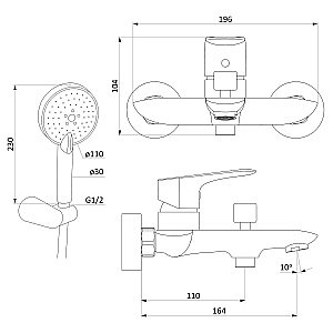Смеситель для ванны RedBlu by Damixa Palace Grand 461300000 купить в интернет-магазине сантехники Sanbest