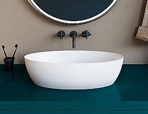 Раковина накладная Salini ALDA 01 110621M 58 из искусственного камня S-Stone, белая матовая купить в интернет-магазине Sanbest