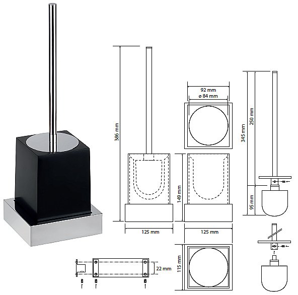 Ёршик подвесной Bemeta Gamma 145413092 черный купить в интернет-магазине сантехники Sanbest