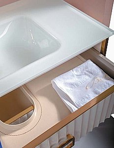 Тумба с раковиной Armadi Art Monaco 100 под моноблок белая с золотом для ванной в интернет-магазине Sanbest