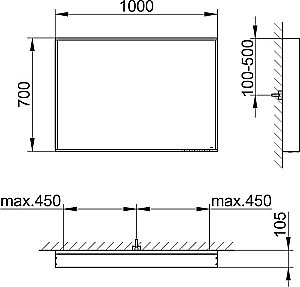 Зеркало KEUCO PLAN 33098113000 100 антрацит в ванную от интернет-магазине сантехники Sanbest