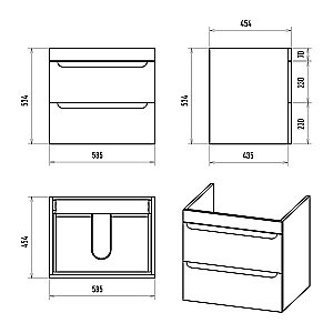 Тумба с раковиной Misty Бриз - 60 П-Бри-09060-012Я белая для ванной в интернет-магазине Sanbest