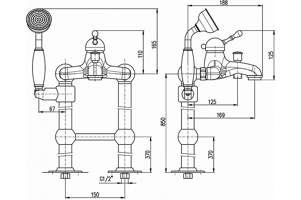 Смеситель для ванны RAV-Slezak LABE L050.5/2SM бронза купить в интернет-магазине сантехники Sanbest