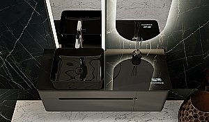 Тумба с раковиной Jorno Shine 120 антрацит с мфу для ванной в интернет-магазине Sanbest