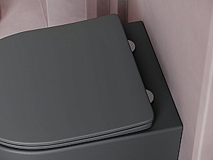 Унитаз подвесной Ceramica Nova Balearica Rimless CN6000MDH безободковый, с крышкой микролифт, темный антрацит матовый купить в интернет-магазине Sanbest