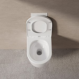 Унитаз подвесной ABBER Bequem AC1132TC белый, с крышкой микролифт, безободковый, слив-торнадо купить в интернет-магазине Sanbest