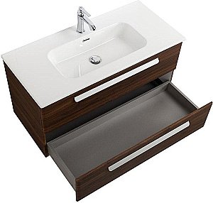 Тумба с раковиной Cezares ECO-CER-N 100 ECO-CER-N-1000-2C-SO-NCS-P орех шоколад софт для ванной в интернет-магазине Sanbest