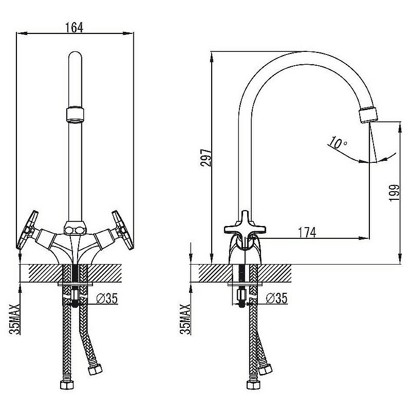 Смеситель для кухни Kaiser Crystal 28133 купить в интернет-магазине сантехники Sanbest