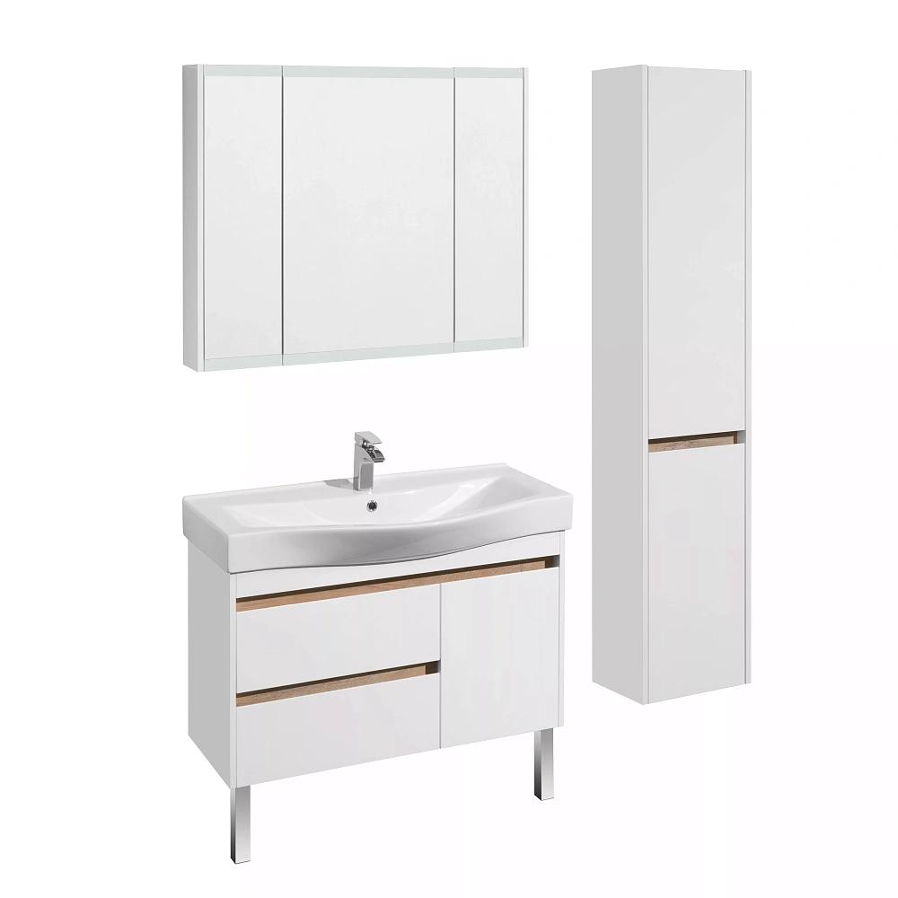Зеркальный шкаф Акватон Нортон 100 белый в ванную от интернет-магазине сантехники Sanbest