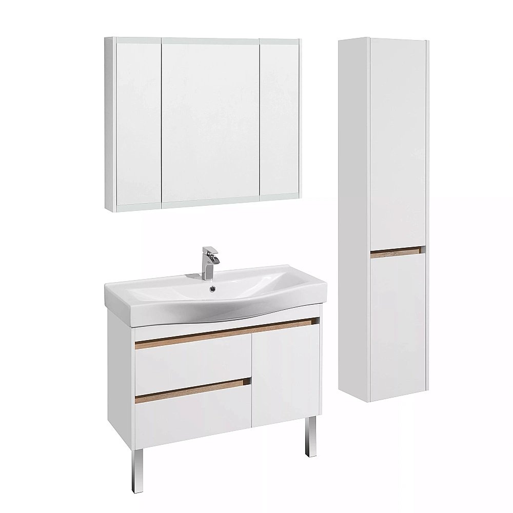 Зеркальный шкаф Акватон Нортон 100 белый купить в интернет-магазине сантехники Sanbest