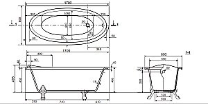 Ванна Эстет Венеция 170x80 белая купить в интернет-магазине Sanbest