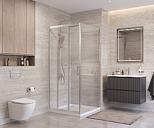 Душевой уголок BelBagno UNO-195-AHF-31-100/90-C-IN стекло прозрачное/профиль сатин купить в интернет-магазине Sanbest