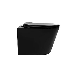Унитаз подвесной Abber Bequem AC1102TMB черный матовый, с крышкой микролифт, безободковый, слив-торнадо купить в интернет-магазине Sanbest