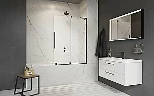 Шторка для ванны Radaway Furo SL Black PND II 120 стекло прозрачное/профиль черный матовый купить в интернет-магазине Sanbest