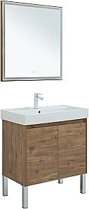 Тумба с раковиной Aquanet Nova Lite 75 с зеркалом, 2 дверцы дуб рустикальный для ванной в интернет-магазине Sanbest