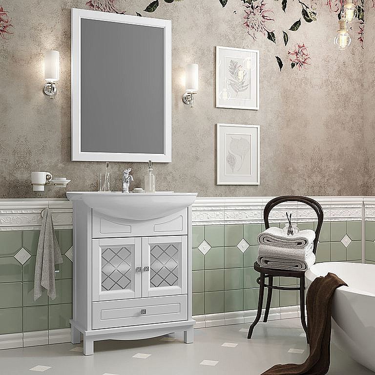 Тумба с раковиной Опадирис Омега 65 белая матовая для ванной в интернет-магазине Sanbest