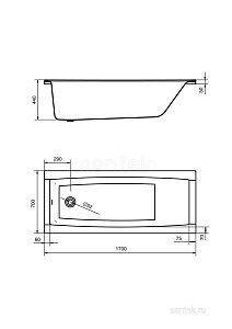 Ванна Santek Santorini 1WH302487 170x70 купить в интернет-магазине Sanbest