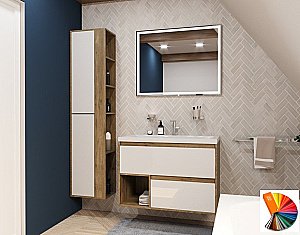 Тумба с раковиной Эстет Monaco Wood 90 подвесная 2 ящика/любой цвет тумбы и раковины под заказ для ванной в интернет-магазине Sanbest