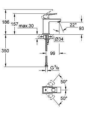 Смеситель для раковины Grohe Eurocube 23132 00E купить в интернет-магазине сантехники Sanbest