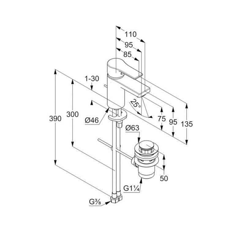 Смеситель для раковины Kludi Zenta SL 482600565 купить в интернет-магазине сантехники Sanbest