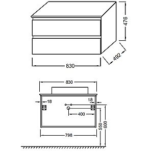 Тумба с раковиной и столешницей Jacob Delafon MADELEINE 80 черный матовый для ванной в интернет-магазине Sanbest