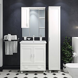 Пенал напольный Misty Дива 35 П-Див05035-013ПрЛ белый левый для ванной в интернет-магазине сантехники Sanbest