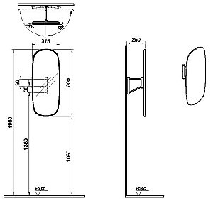 Зеркало поворотное Vitra PLURAL 64059 37,5 темный дуб в ванную от интернет-магазине сантехники Sanbest