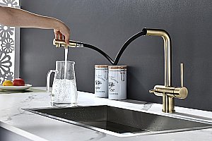 Смеситель для кухни Paulmark Serpentine Se213222-BR бронза купить в интернет-магазине сантехники Sanbest