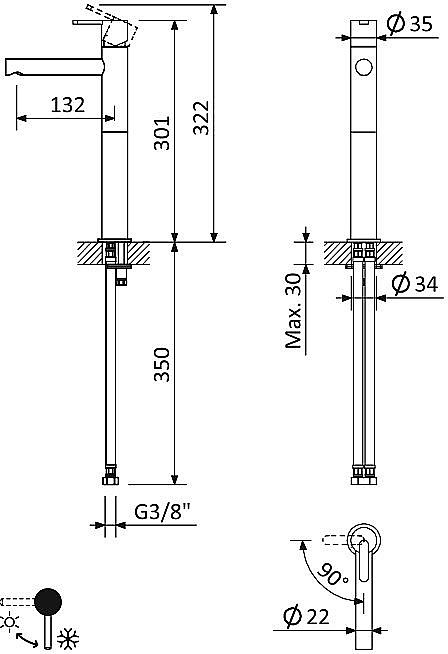 Смеситель для раковины Cezares LEAF-LC1-L-01-W0 хром купить в интернет-магазине сантехники Sanbest
