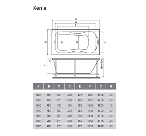 Ванна акриловая Relisan Xenia 200x90 купить в интернет-магазине Sanbest