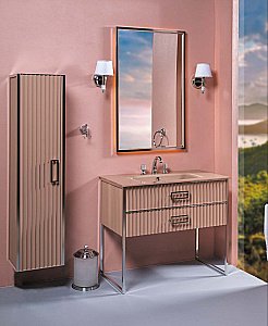 Тумба с раковиной Armadi Art Monaco 100 под моноблок капучино с хромом для ванной в интернет-магазине Sanbest