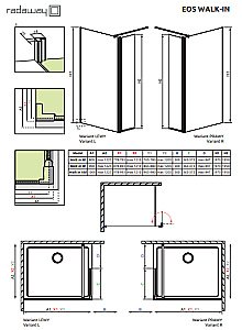 Душевое ограждение Radaway Eos II Walk In 90 стекло прозрачное/профиль хром купить в интернет-магазине Sanbest